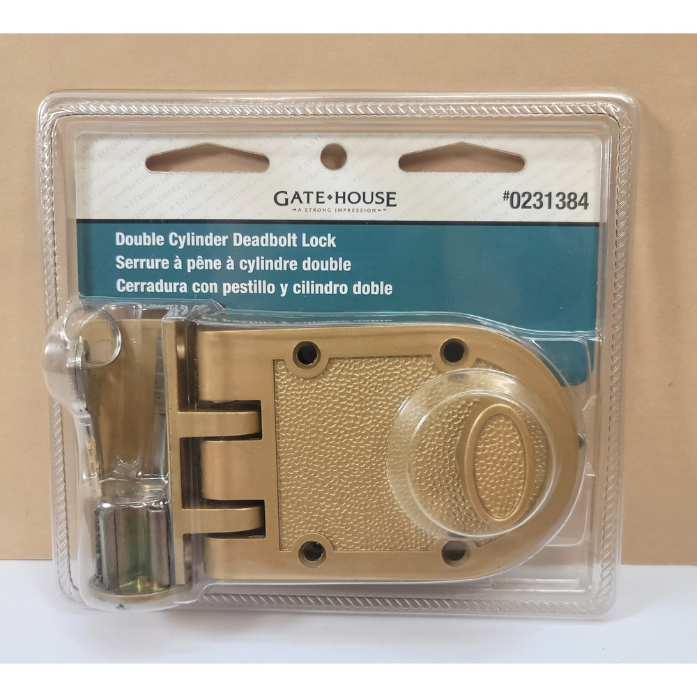 Gatehouse Double Cylinder Deadbolt Lock Brass Painted Jimmy-Proof #0231384